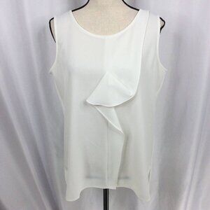 Tommy Hilfiger Camisole Tank Top Womens Size Large White Ruffle Sleeveless Sheer